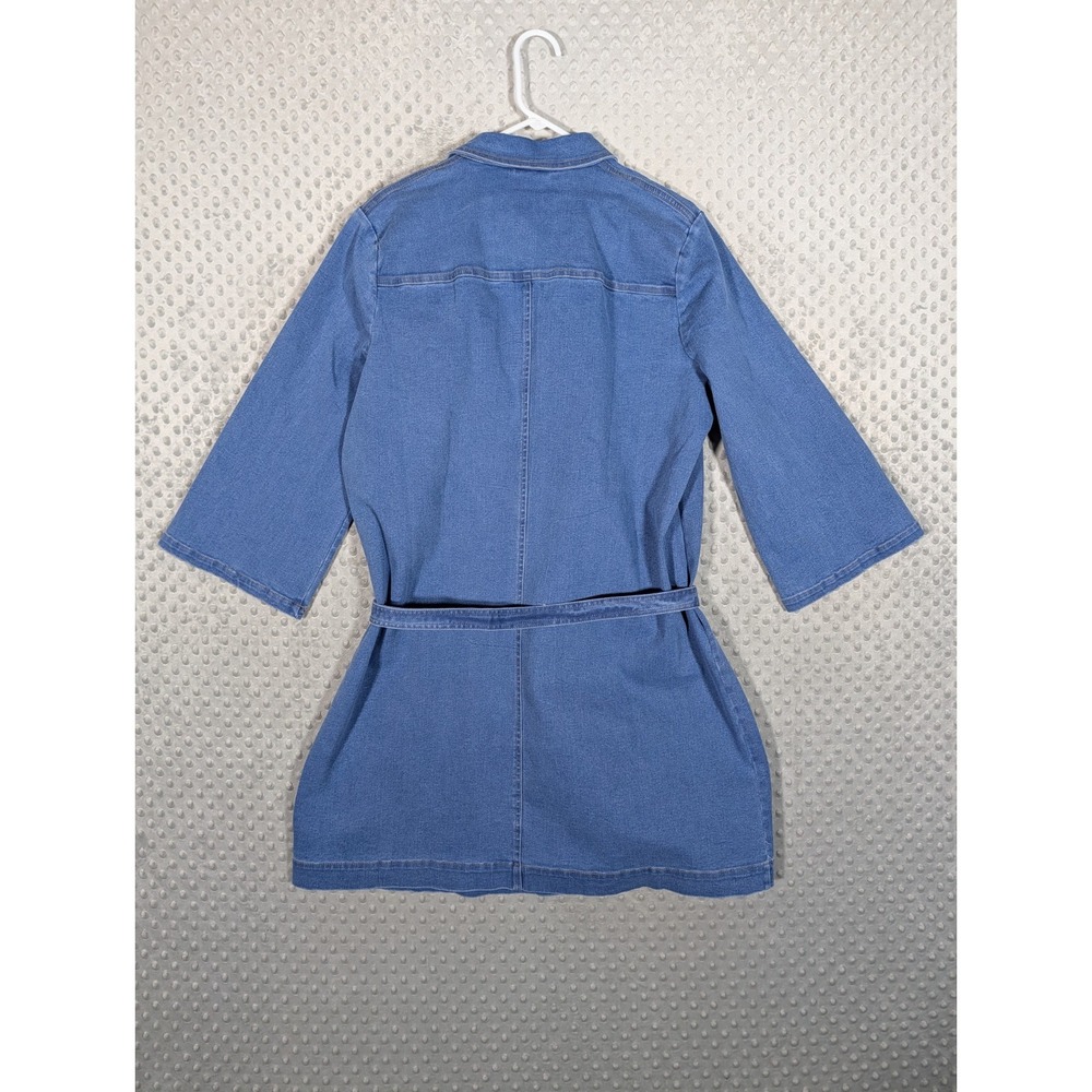 Tuckernuck Indigo Denim Lexi Dress Womens XL Blue Gold Snap Stretch Belted EUC - Picture 14 of 16